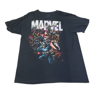 Marvel Graphic Short Sleeve 100% Cotton Crew Neck Tee Shirt Black- Size Large
